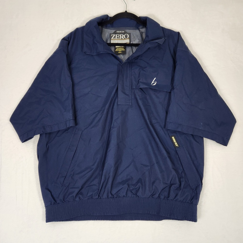 Zero Restriction Gore-Tex Golf Pullover Navy Blue Mens Large Short Sleeve Jacket